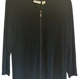 Chico’s Travelers Black Spandex Stretch Zip Travel Cruise Jacket Top Size 0 Smal